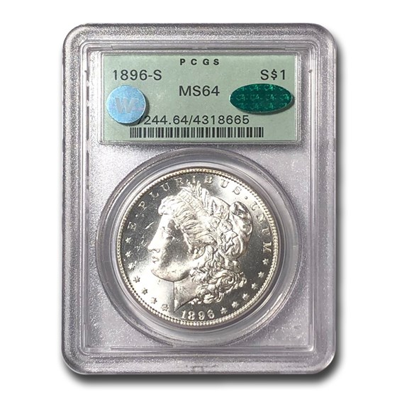 1896-S Morgan Dollar MS-64 PCGS CAC 1896-S Morgan Dollar MS-64 PCGS CAC